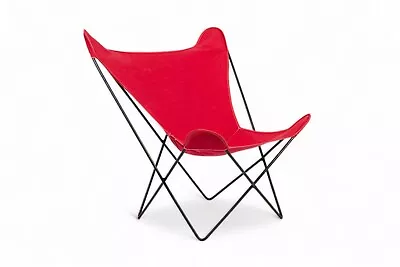 Vintage Mid Century Red Butterfly Canvas And Metal Chair By Knoll • $1190