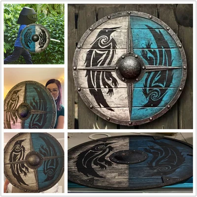 £19.99 • Buy 30cm Medieval Eivor Valhalla Raven Battleworn Viking Shield Knight Templar Decor