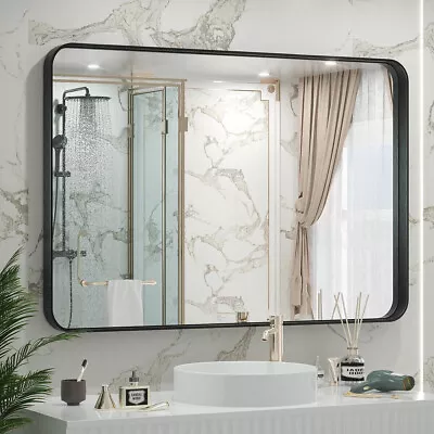 Large Framed Mirror Wall Mounted Vanity Makeup Bathroom Bedroom Glass Mirrors • £20.95