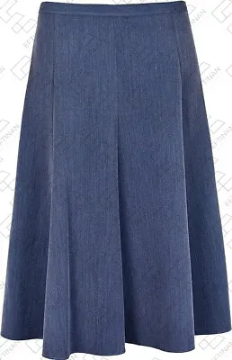 Ladies Half Elasticated Waist Plain Skirt Soft Stretch Flared Skirt UK Size 8-22 • £11.69