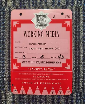 1993 NLCS WORKING MEDIA PRESS PASS TICKET Game 6 CLINCHER Phillies Host Braves • $19.93