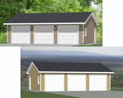 36x28 3-Car Garages -- 1008 Sq Ft -- PDF FloorPlan -- Model 3 And 3B • $19.99