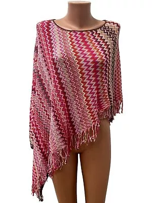 Women's Poncho MISSONI One Size S / M / L Pink Multicolored Asymmetrical • $119.38