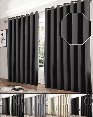 £32.99 • Buy Thermal Thick Blackout Curtains Ready Made Eyelet Ring Top Curtain Pair Tiebacks