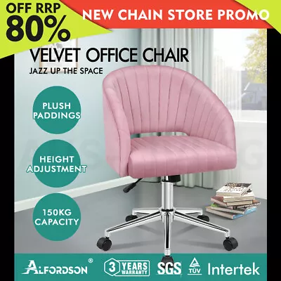 ALFORDSON Velvet Office Chair Swivel Armchair Computer Seat Adult Kids Pink • $154.79