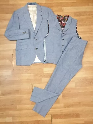 GIBSON LONDON VINTAGE 3 Piece Suit Mens Size 38R Trouser W32 L31 Waistcoat 38R • £107.90