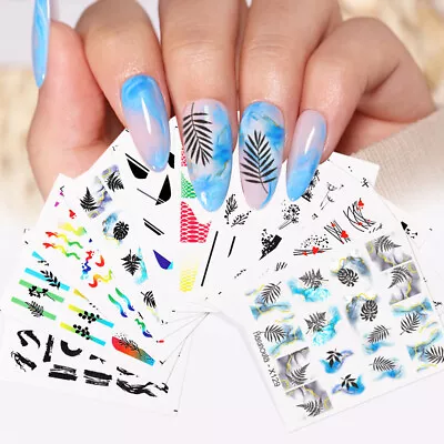 Nail Water Decals Stickers Wave Leaves Flower Butterfly Nail Art Decoration • $0.72