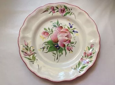 Plate Hand Painted French Faience Flowers Display Vintage Plate Home Decor • $285