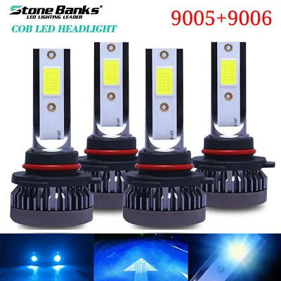 4x Combo 9005 9006 LED Headlight Bulbs Kit High&Low Beam Factory 8000K Ice Blue • $12.59