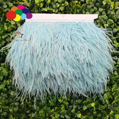 Diy Light Blue 1/5/10 Meter Ostrich Feather Cloth Trims 3.15-6In/8-15Cm Carnival • $3.49