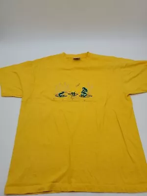 Frog Embroidered Shirt Mens Large Yellow Vtg..T1 • $5.70