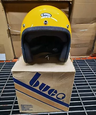 Vintage BUCO Motorcycle Open Face Safety Helmet Yellow Adult SMALL Fiberglass • $40