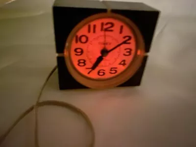 Vintage TIMEX Alarm Clock #7414-3A Lighted Dial  Wood Grain. Works. • $48