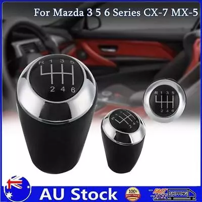 6 Speed Gear Shift Knob Leather Alloy For Mazda 3 5 6 Series CX-7 MX-5 CX7 MX5 • $17.85