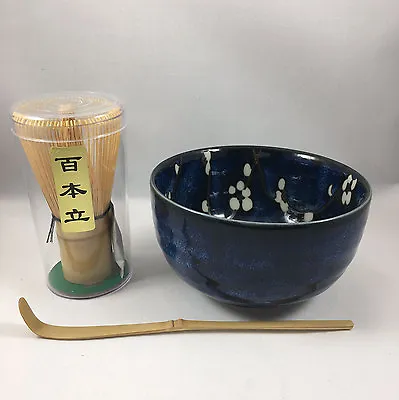 $28.95 • Buy Japanese Matcha Bowl Chashaku Scoop 100 Whisk Tea Ceremony Set Cherry Blossom