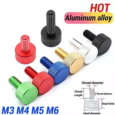 M3-M6 Aluminum Alloy Knurled Thumb Screws PC Computer Case Hand Grip Knob Bolts • £1.79