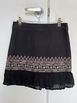 TIGERLILY Black Crossstitch Embroided Lined Mini Skirt. Size 10-12 • $18