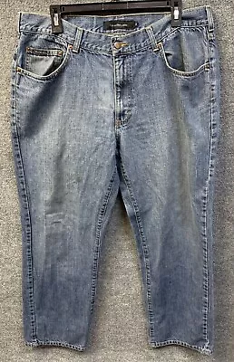 Calvin Klein Mens Jeans 36x30 Denim Low Rise Straight Blue Pockets Button Zipper • $12