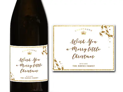 £3.57 • Buy Personalised Christmas Champagne/Prosecco Bottle Label - Ideal Gift Idea
