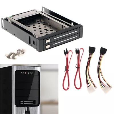 Dual Bay 2.5  SATA Hard Disk HDD/SSD Trayless Caddy Internal Mobile Rack Tools • £23.49