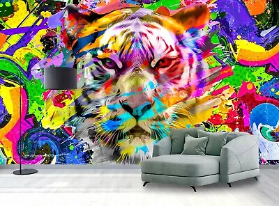 £98.88 • Buy Tiger Wall Mural Abatract Graffiti Photo Wallpaper Wall Decor Paper Poster Art