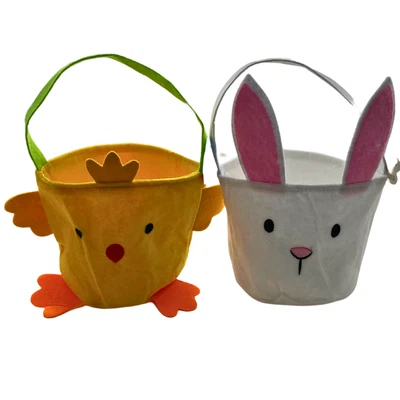 £3.95 • Buy Easter Baskets, Buckets, Egg Hunt Accessories - Felt Bucket Yellow Chick Bunny
