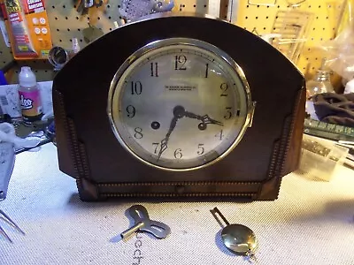 FULLY RESTORED LATE 1920s GERMAN STRIKING MANTEL CLOCK FREE POSTAGE  VID OF WORK • £185