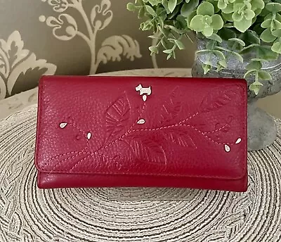 ⭐️RADLEY Ladies Large Vintage Leather Trifold Purse Red Excellent Condition⭐️ • £21.50