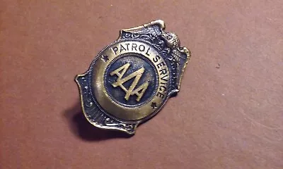 Vintage PATROL SERVICE AAA Mini Bronze Badge Brooch Type Pin 1  Inch Tall • $6