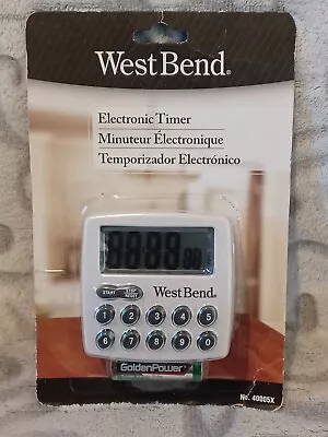 West Bend Easy Read Digital Magnetic Kitchen Timer Features Large Display NOS • $7.95