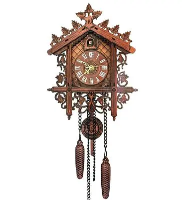 Cuckoo Wall Clock Vintage Antique Wooden Hanging Clock Home Living Room Decor • $60.79
