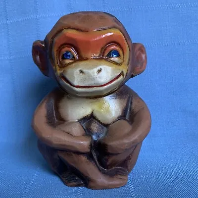 Vintage 60’s NAPCO Monkey Coin Bank Japan Papier-mâché Gem Eyes Napcoware 5.5” • $9.99