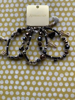 £7.50 • Buy Accessorize Bracelets X 3 With Charms Black/Gold/Bronze Colour  New With Tag.