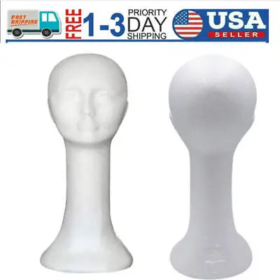 US Foam Mannequin Head Mold Model Wig Glasses Hat Display Stand Holder Long Neck • $11.20