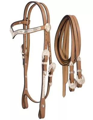 Tough 1 Bridle Royal King V Browband Headstall Silver Trim 18-803 • $88.83