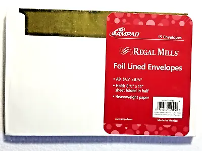 Regal Mills Foil Lined Envelopes A9 5.75  X 8.75  Ampad 15 Count Pack NEW SEALED • $15.99