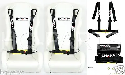 2 X Tanaka Universal Black 4 Point Buckle Racing Seat Belt Harness • $65.99