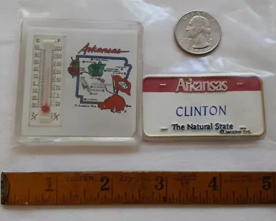 Vintage Novelty Fridge Magnets - Lot Of 2 - Arkansas Thermometer & License Plate • $2