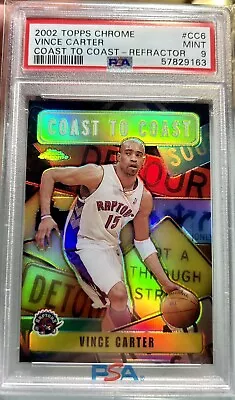 2002 Topps Chrome #CC6 Vince Carter Coast To Coast Refractor PSA 9 *POP 13* 🏀🔥 • $49.99