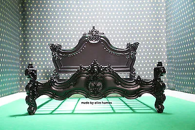 £2299 • Buy Super King Size MATT BLACK Chatelet Gothic Style French Wooden Rococo Bed