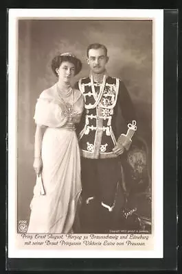 Postcard Ernst August Duke Of Braunschweig With Princess Victoria Luise V. Preuss  • £5.16