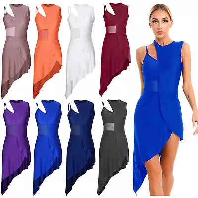 UK Womens Sleeveless Mesh Modern Dance Dress Latin Tango Samba Leotard Costume • £6.36