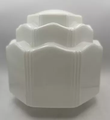 Flawless Vintage Art Deco Milk Glass  Skyscraper Shade Ceiling Fixture • $15.50