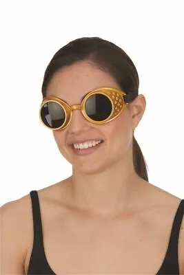 Gold Steampunk Goggles Sunglasses Eyewear Adult Aviator Pilot Costume Accessory • $1.50