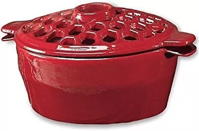 Plow & Hearth 33869-RD 1.5 Qt. Cast Iron Lattice Steamer In Red 1.5Qt • $41.99