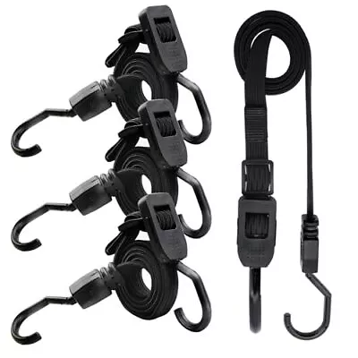 Rd 4pcs Adjustable Flat Bungee Cords With Hooks 40 Inch Heavy Duty Rubber Long B • $17.29