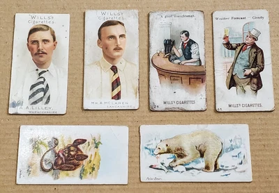 £4.49 • Buy 6 WILLS Cigarette Cards: Cricketers 1901, Double Meanings, Wild Animals Of World
