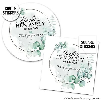 £2.49 • Buy Personalised Hen Party Stickers Party Bags Favours Labels Botanical Silver Frame