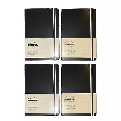 4 X Rhodia Webnotebook Lined A5 Black Cover 5.5x8.25 * Fountain Pen Vellum Paper • $39.99