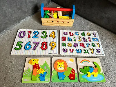 £7.99 • Buy Wooden Toy Bundle, Melissa & Doug Peg Puzzles Tool Kit
